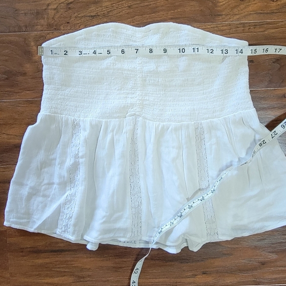 American Eagle Strapless White Lace Cropped Boho Bohemian Hippie Size Medium Top - Picture 8 of 8